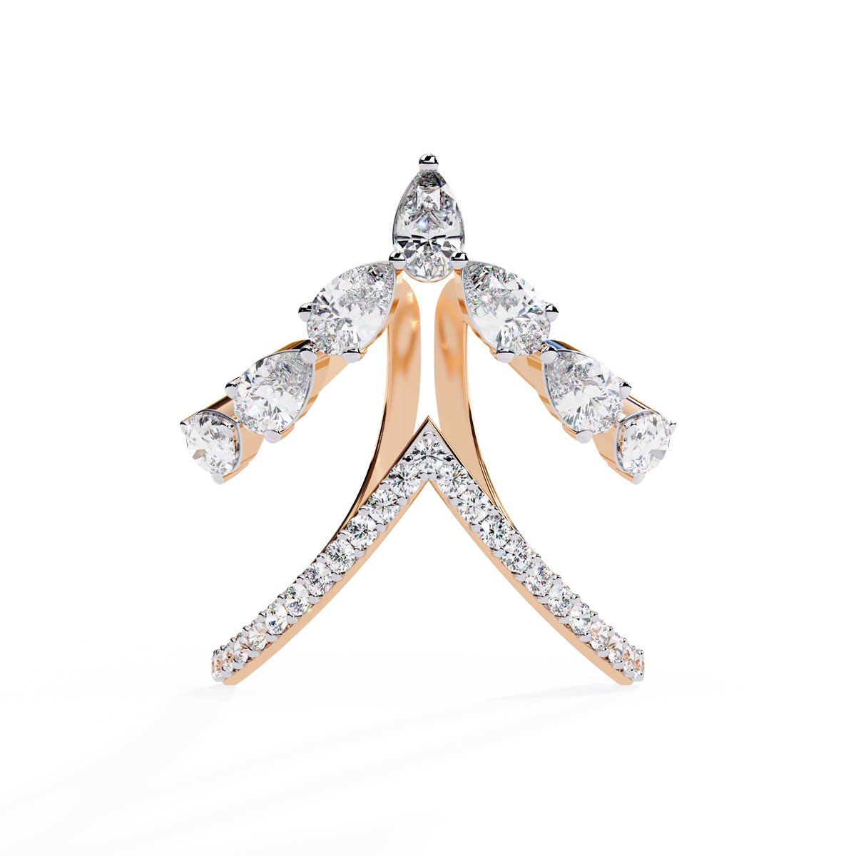 Reverra 14K Pear Diamond Butterfly Open Ring, CTTW-1.42