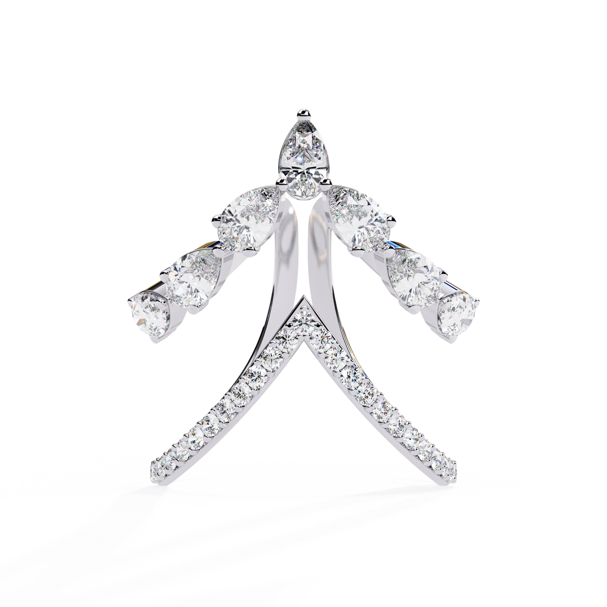 Reverra 14K Pear Diamond Butterfly Open Ring, CTTW-1.42