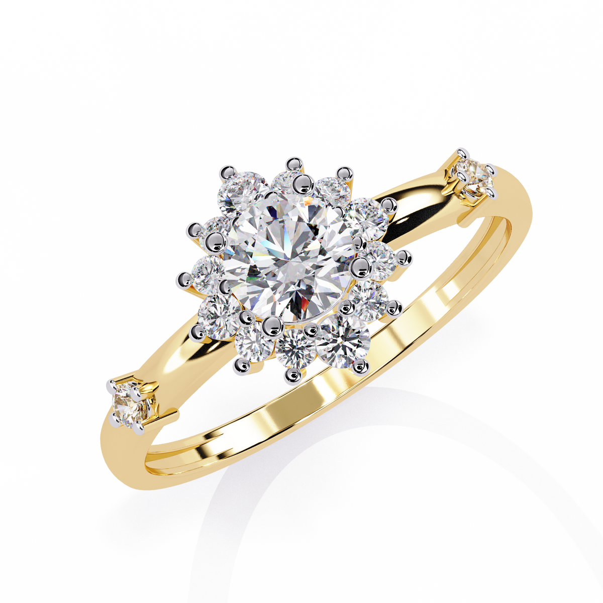 Reverra 14K Round Cluster Diamond Engagement Ring, CTTW-0.55