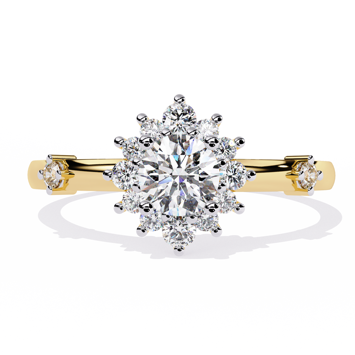 Reverra 14K Round Cluster Diamond Engagement Ring, CTTW-0.55
