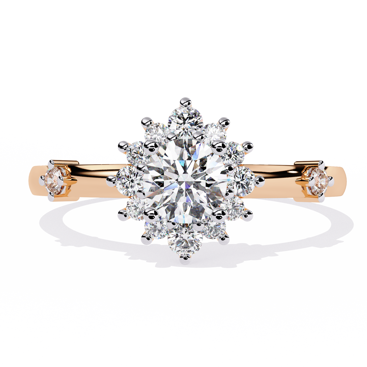 Reverra 14K Round Cluster Diamond Engagement Ring, CTTW-0.55