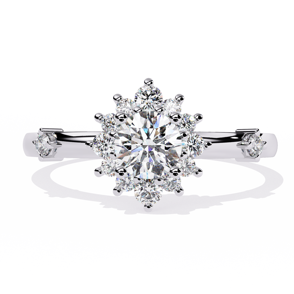 Reverra 14K Round Cluster Diamond Engagement Ring, CTTW-0.55