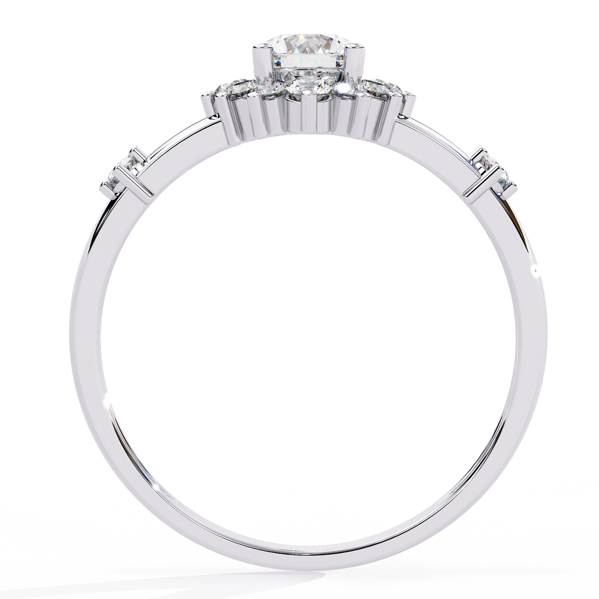Reverra 14K Round Cluster Diamond Engagement Ring, CTTW-0.55