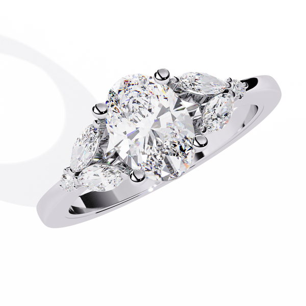 Reverra 14K Gold Oval, Marquise & Round Lab Grown Diamond Engagement Ring for Women, CTTW-1.37
