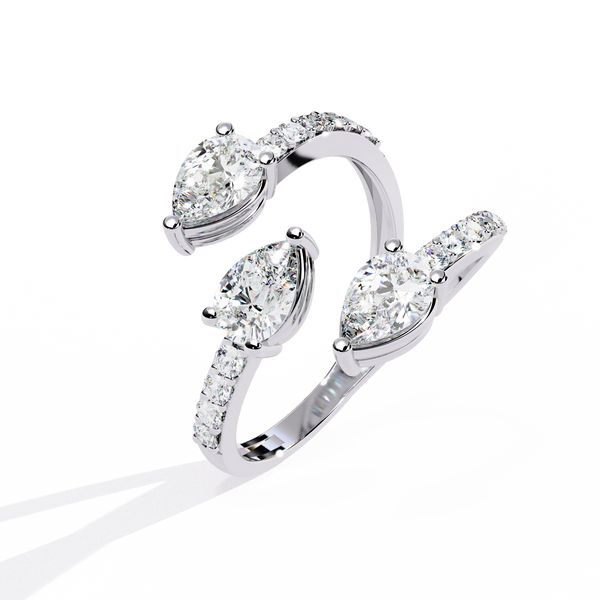 Reverra 14K Gold Pear & Round Lab Grown Diamond Pear Double Halo Engagement Ring for Women, CTTW-1.34