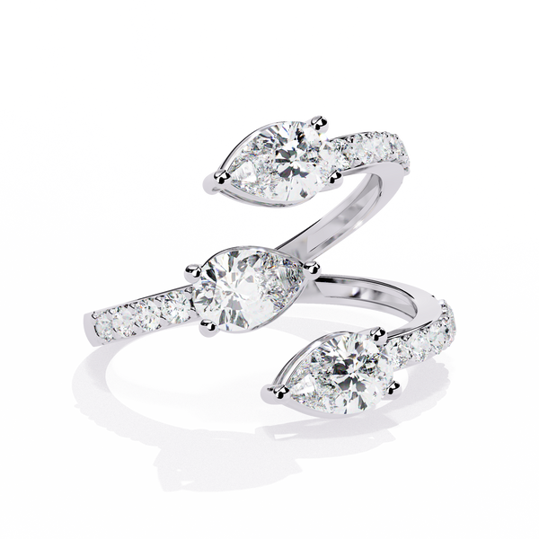 Reverra 14K Gold Pear & Round Lab Grown Diamond Pear Double Halo Engagement Ring for Women, CTTW-1.34