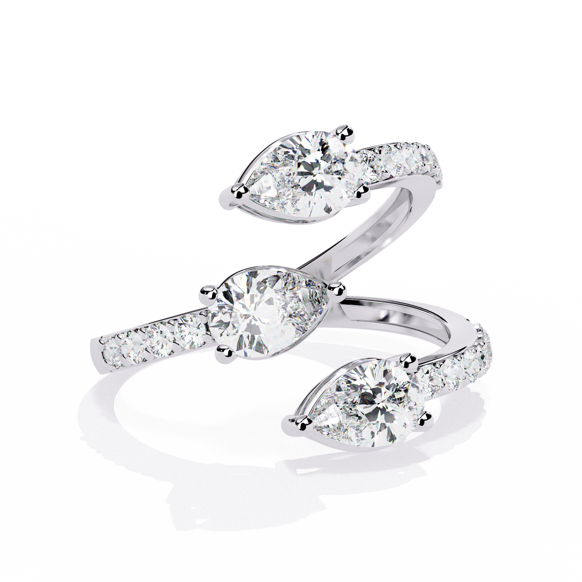 Reverra 14K Pear Double Halo Diamond Engagement Ring, CTTW-1.34