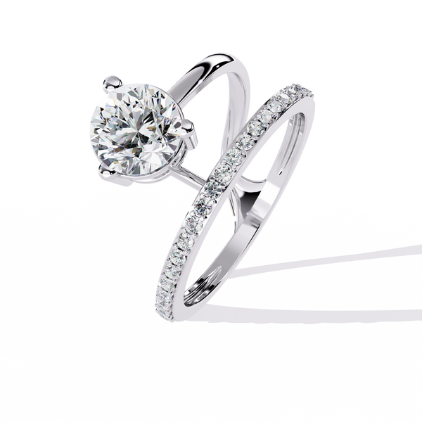 Reverra 14K Gold Round Lab Grown Diamond Solitaire Split Band Engagement Ring for Women, CTTW-1.51