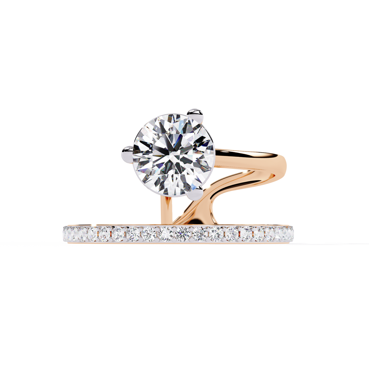 Reverra 14K Round Solitaire Split Band Engagement Ring, CTTW-1.51