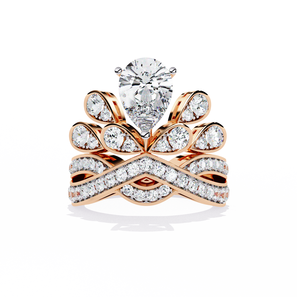 Reverra 14K Pear Diamond Halo Engagement Ring, CTTW-2.14