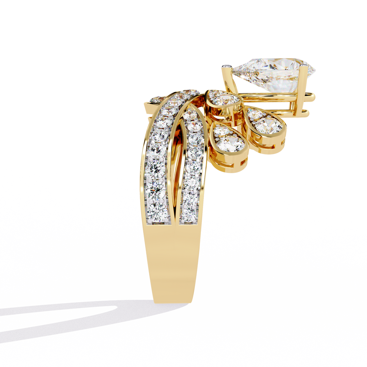 Reverra 14K Pear Diamond Halo Engagement Ring, CTTW-2.14