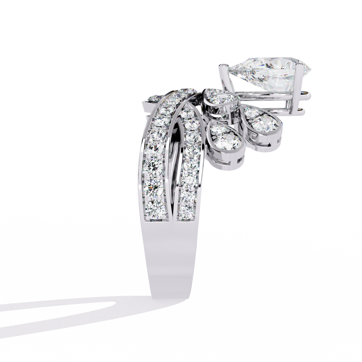 Reverra 14K Pear Diamond Halo Engagement Ring, CTTW-2.14