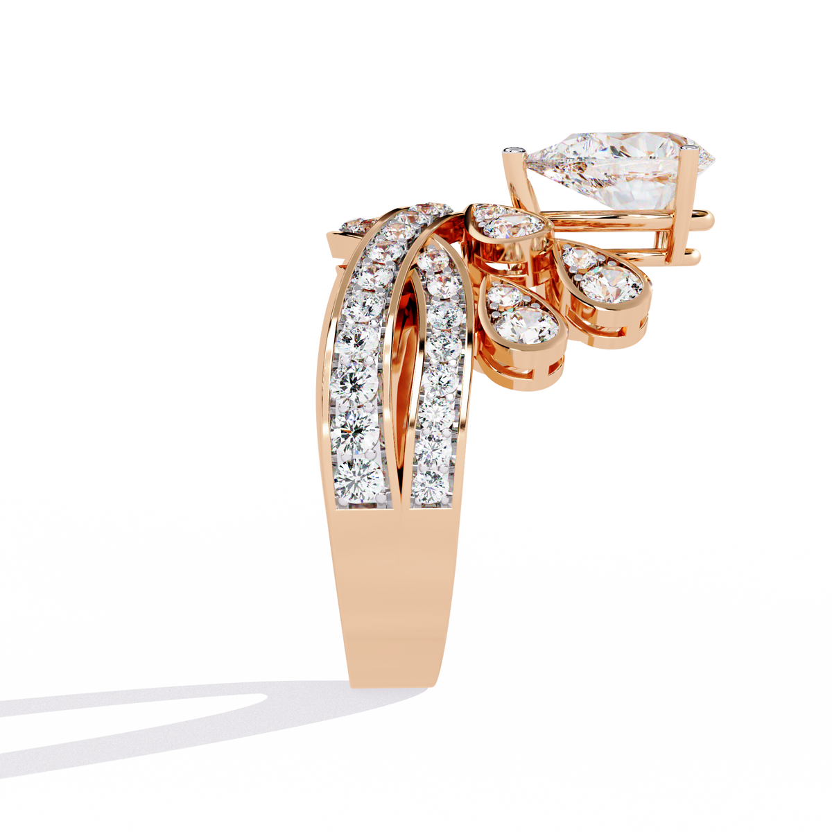 Reverra 14K Pear Diamond Halo Engagement Ring, CTTW-2.14