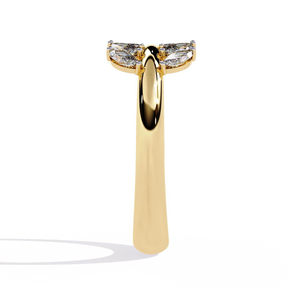 Reverra 14K Marquise Diamond Leaf Band Ring, CTTW-0.5