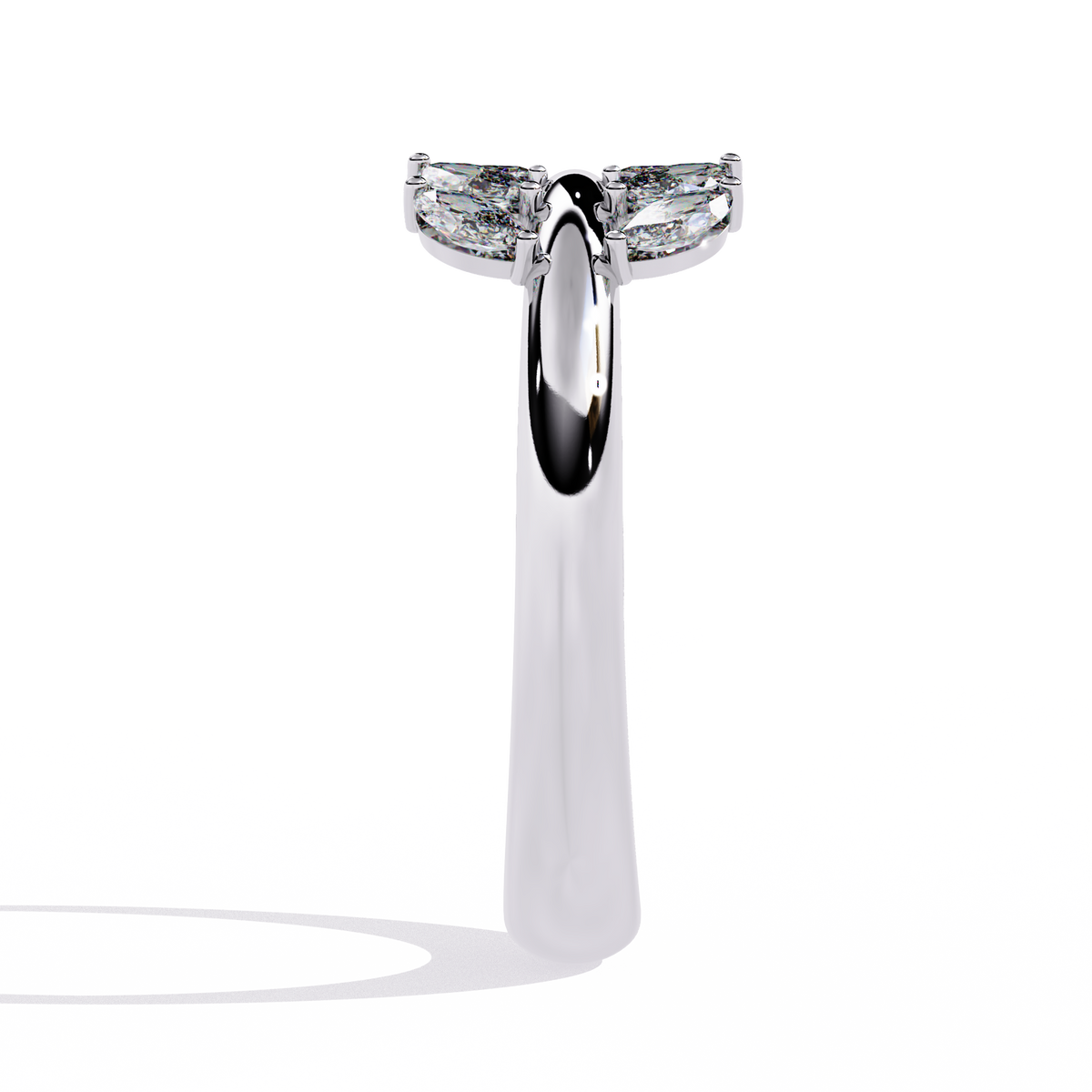 Reverra 14K Marquise Diamond Leaf Band Ring, CTTW-0.5