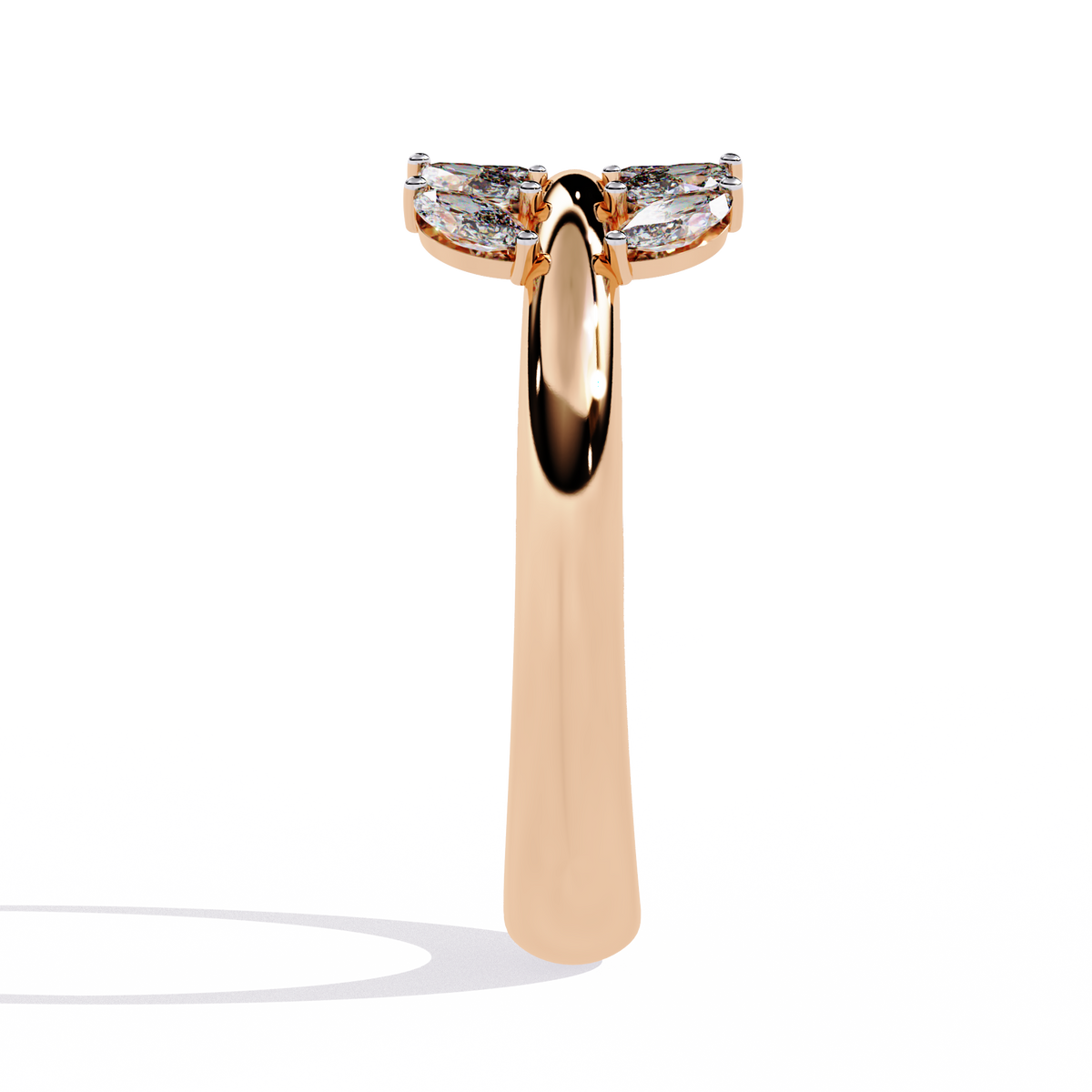 Reverra 14K Marquise Diamond Leaf Band Ring, CTTW-0.5