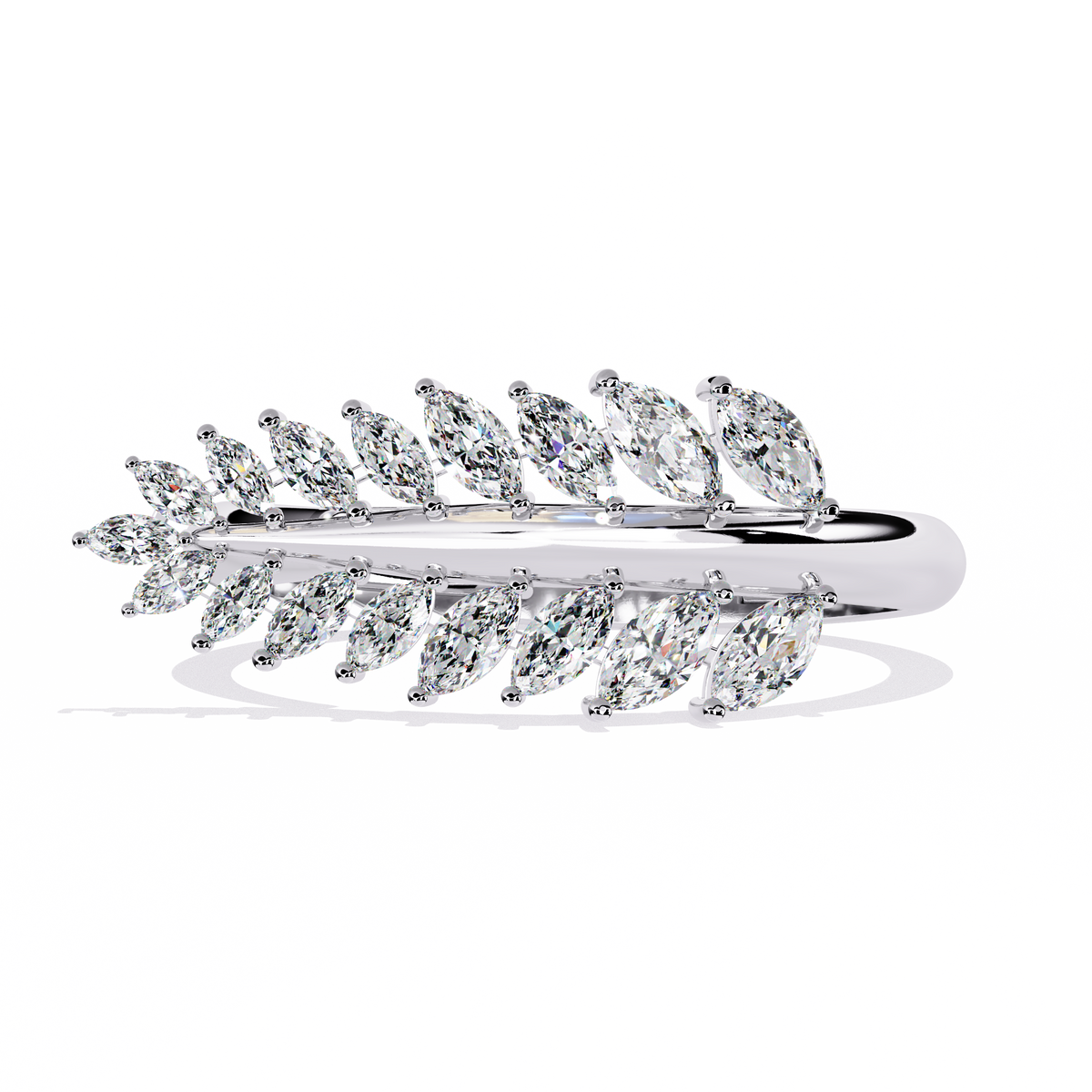 Reverra 14K Marquise Diamond Leaf Band Ring, CTTW-0.5