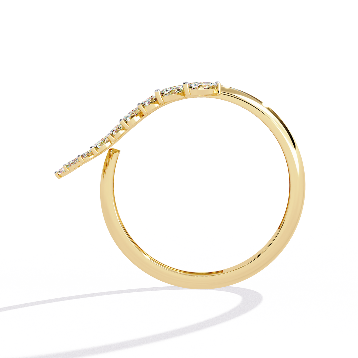 Reverra 14K Marquise Diamond Leaf Band Ring, CTTW-0.5