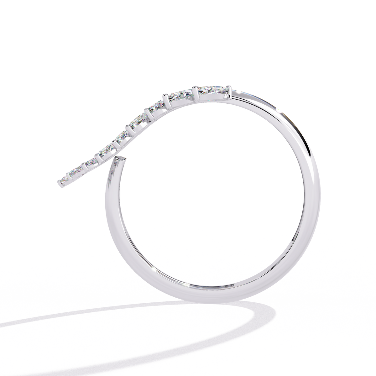 Reverra 14K Marquise Diamond Leaf Band Ring, CTTW-0.5