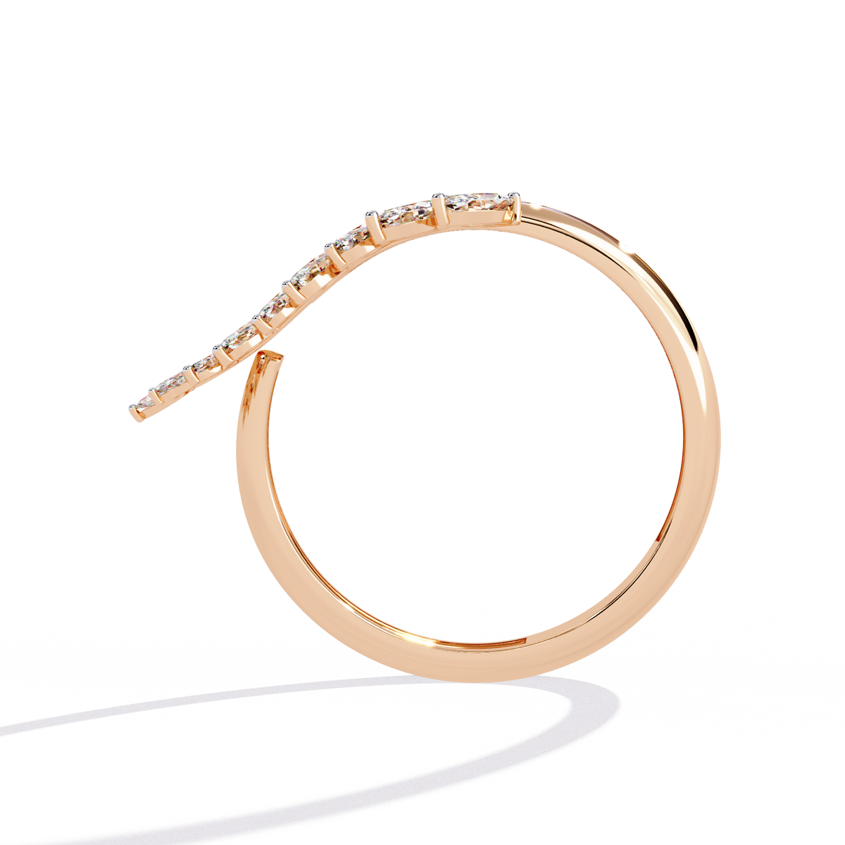 Reverra 14K Marquise Diamond Leaf Band Ring, CTTW-0.5