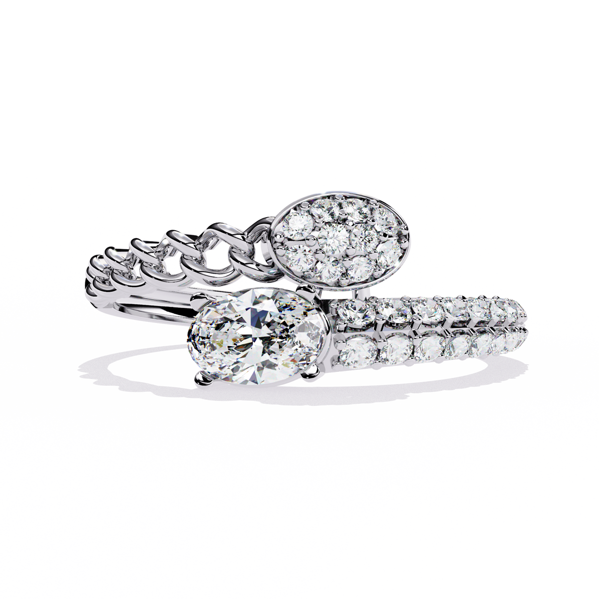 Reverra 14K Oval Diamond Chain Accent Ring, CTTW-0.61