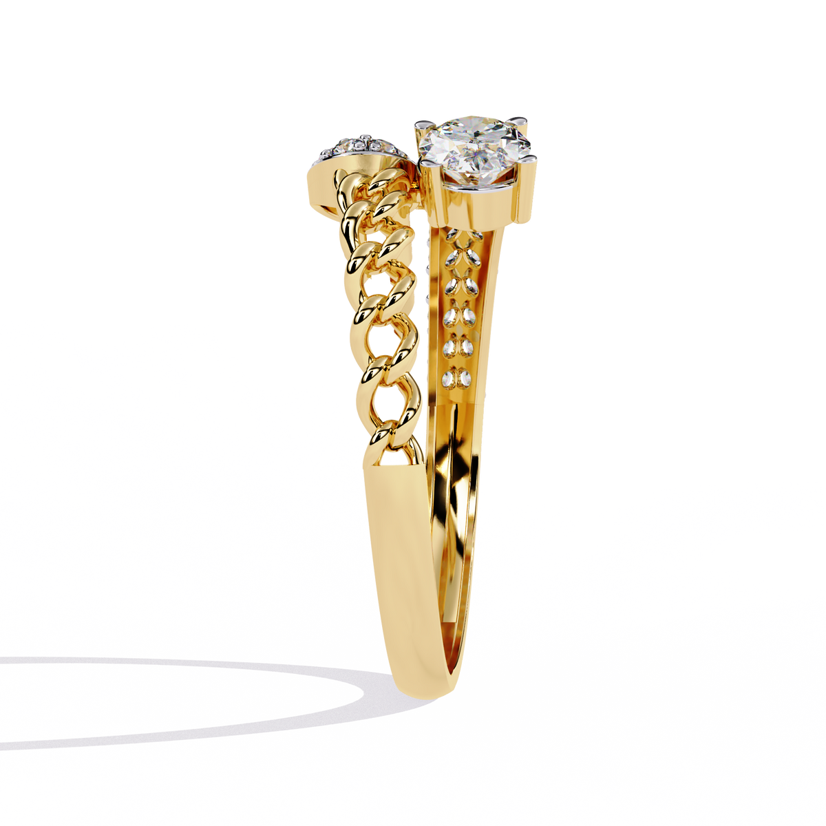 Reverra 14K Oval Diamond Chain Accent Ring, CTTW-0.61