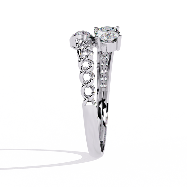 Reverra 14K Gold Oval & Round Lab Grown Diamond Chain Accent Engagement Ring for Women, CTTW-0.61