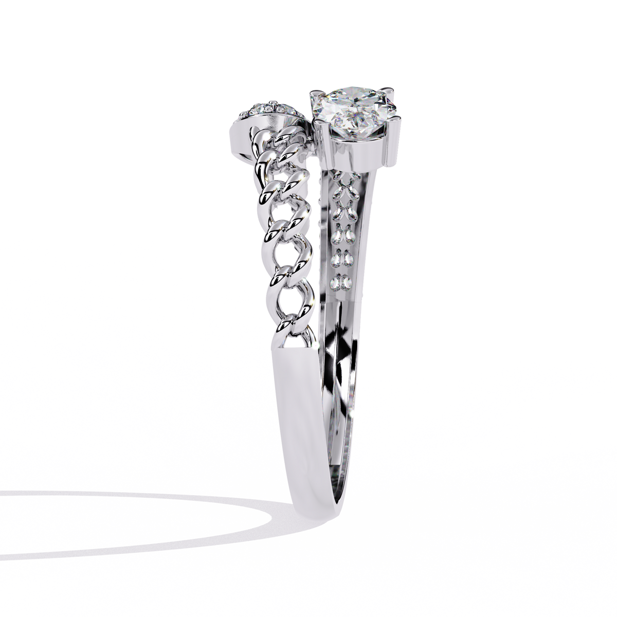 Reverra 14K Oval Diamond Chain Accent Ring, CTTW-0.61