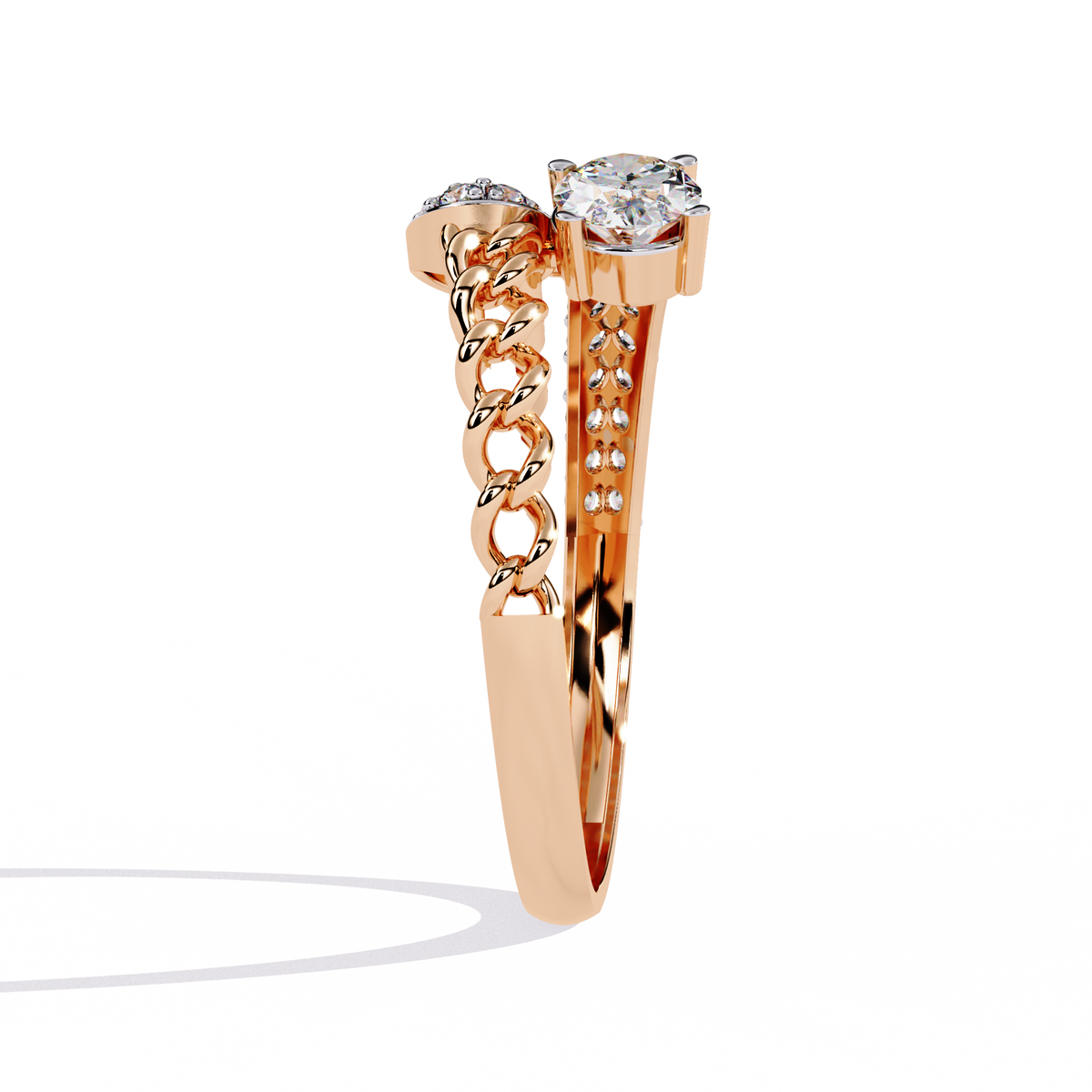 Reverra 14K Oval Diamond Chain Accent Ring, CTTW-0.61