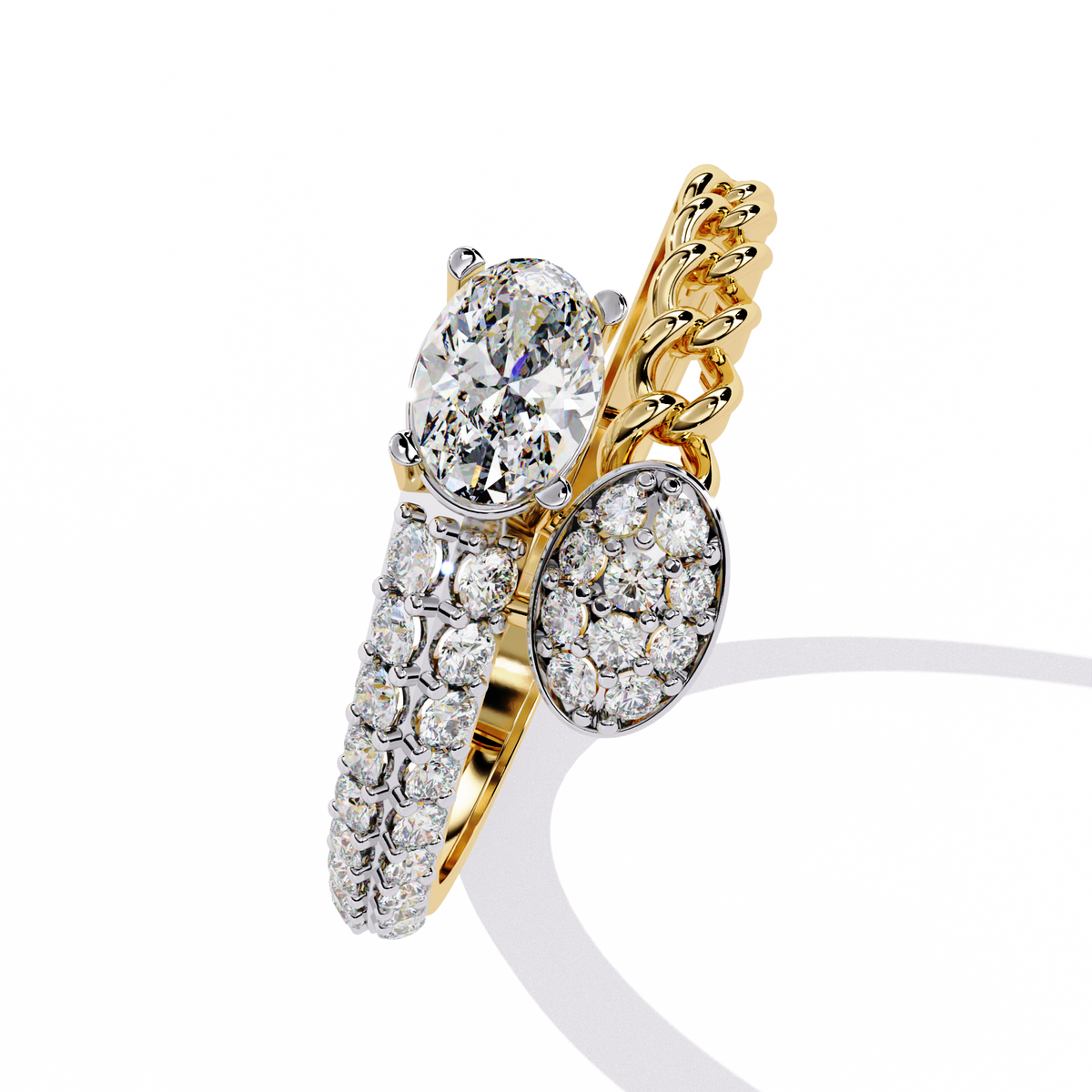 Reverra 14K Oval Diamond Chain Accent Ring, CTTW-0.61