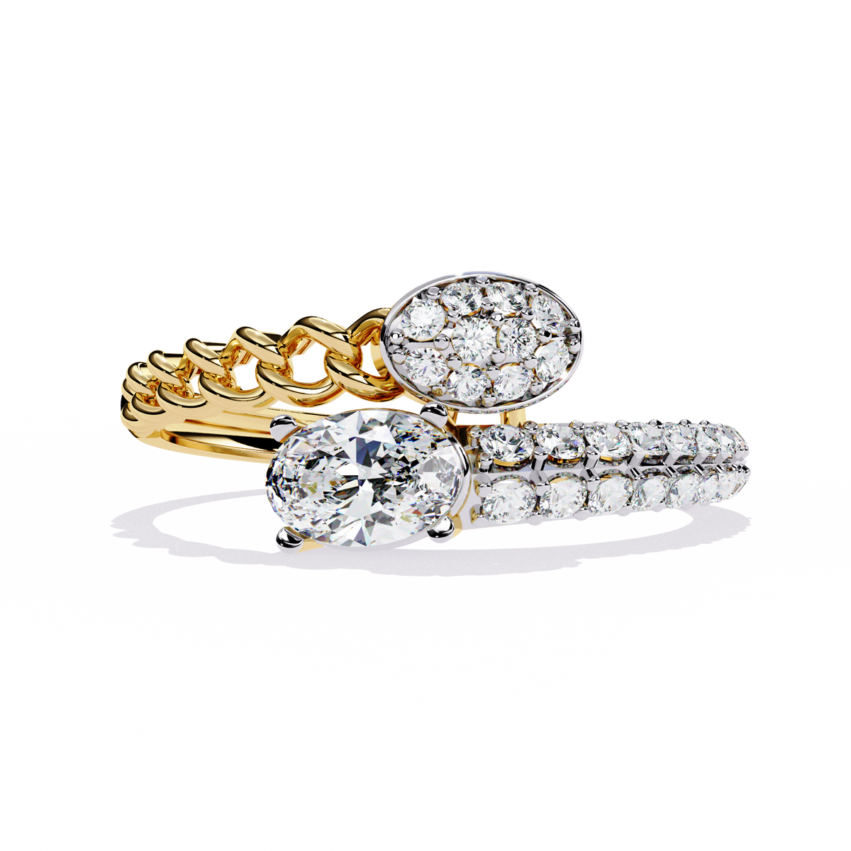 Reverra 14K Oval Diamond Chain Accent Ring, CTTW-0.61