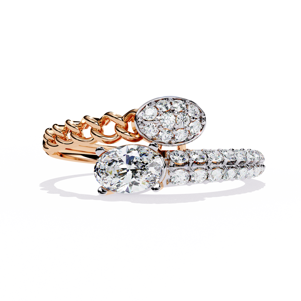 Reverra 14K Oval Diamond Chain Accent Ring, CTTW-0.61