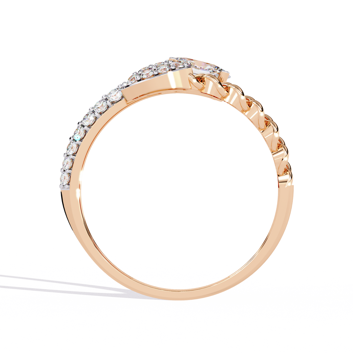 Reverra 14K Oval Diamond Chain Accent Ring, CTTW-0.61