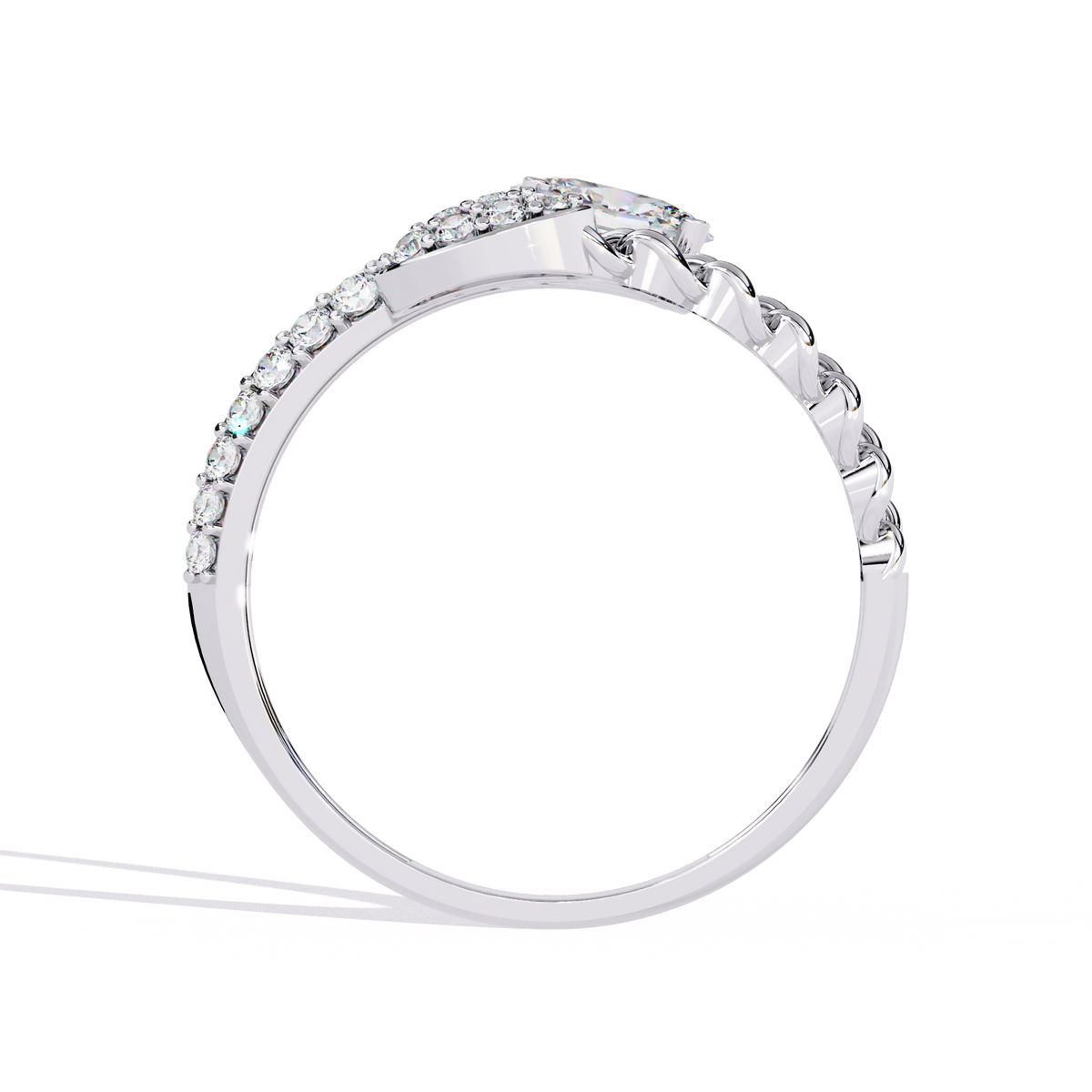 Reverra 14K Oval Diamond Chain Accent Ring, CTTW-0.61