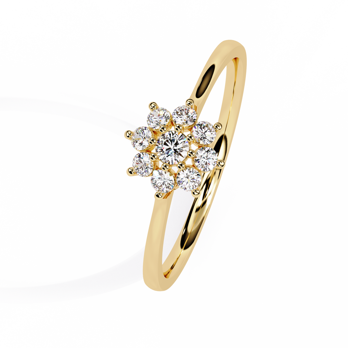 Reverra 14K Gold Round Lab Grown Diamond Floral Cluster Engagement Ring for Women, CTTW-0.17