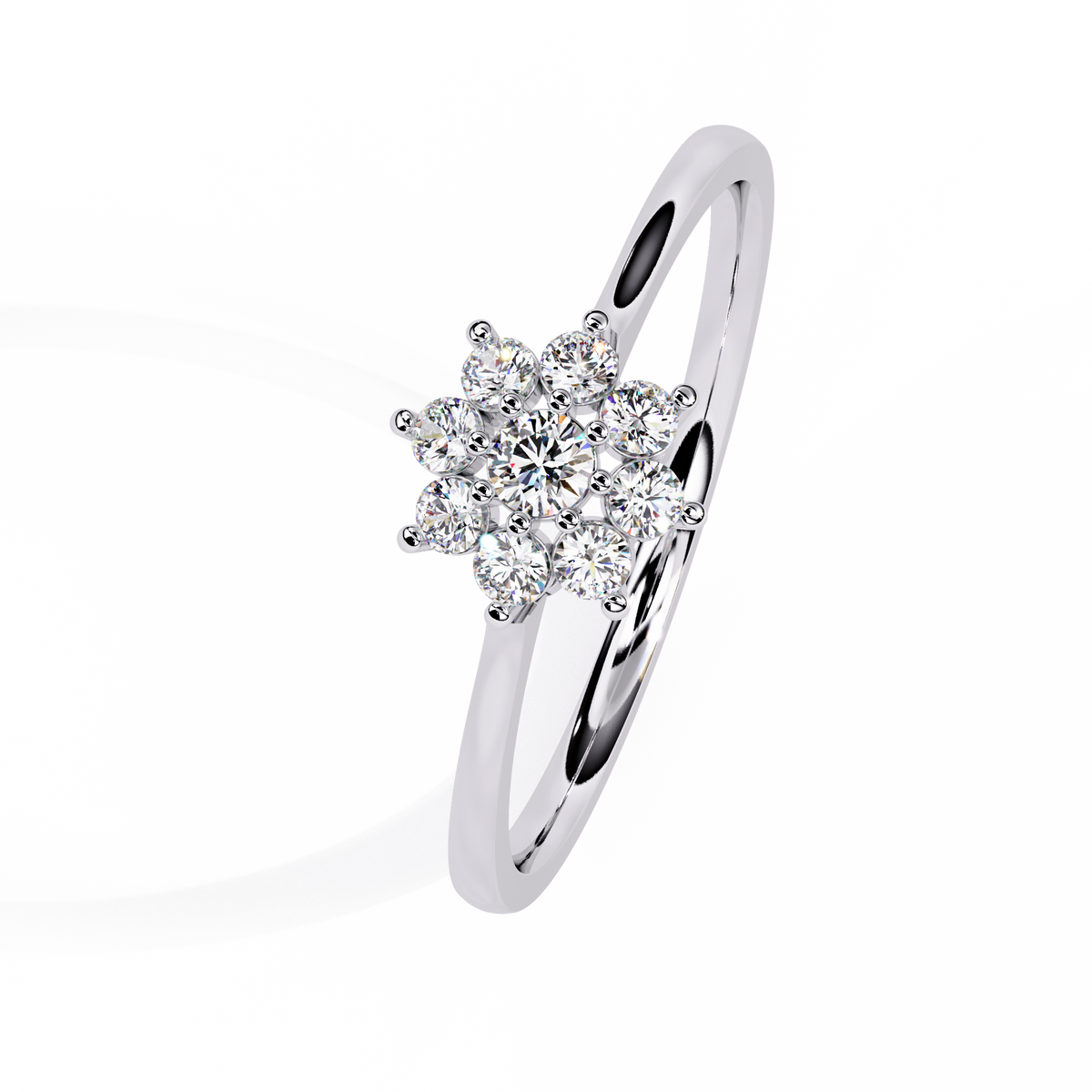 Reverra 14K Round Diamond Floral Cluster Ring, CTTW-0.17