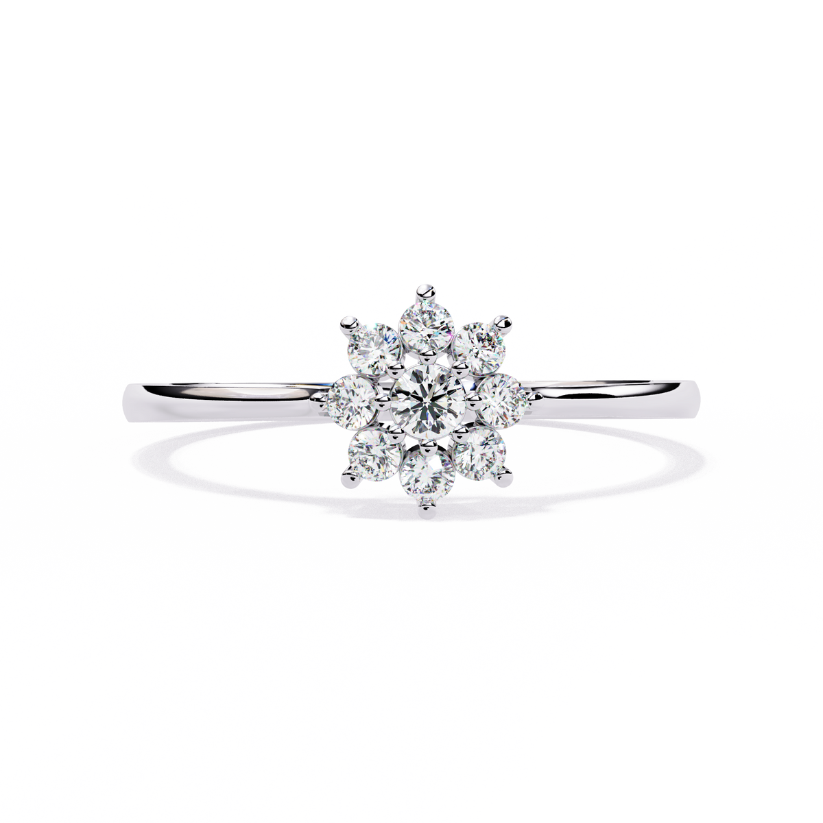 Reverra 14K Round Diamond Floral Cluster Ring, CTTW-0.17