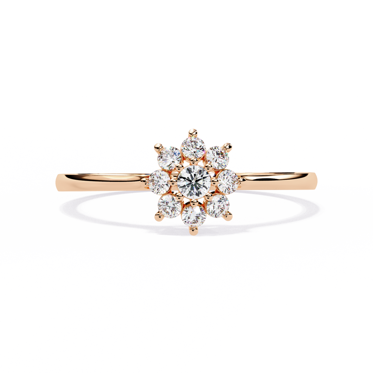 Reverra 14K Round Diamond Floral Cluster Ring, CTTW-0.17