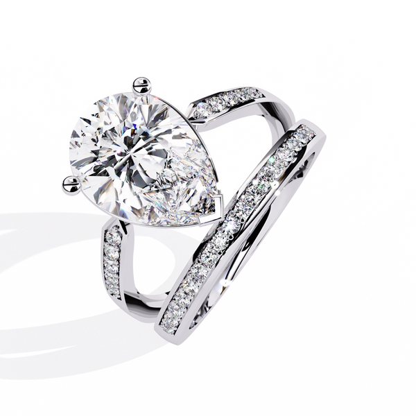 Reverra 14K Gold Pear & Round Lab Grown Diamond Split Shank Engagement Ring for Women, CTTW-5.78