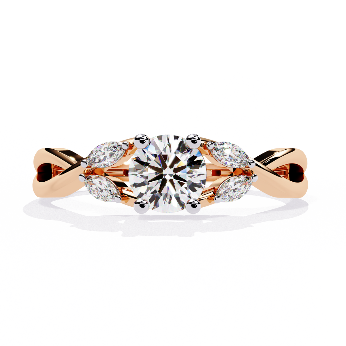 Reverra 14K Round & Marquise Diamond Twist Ring, CTTW-0.58