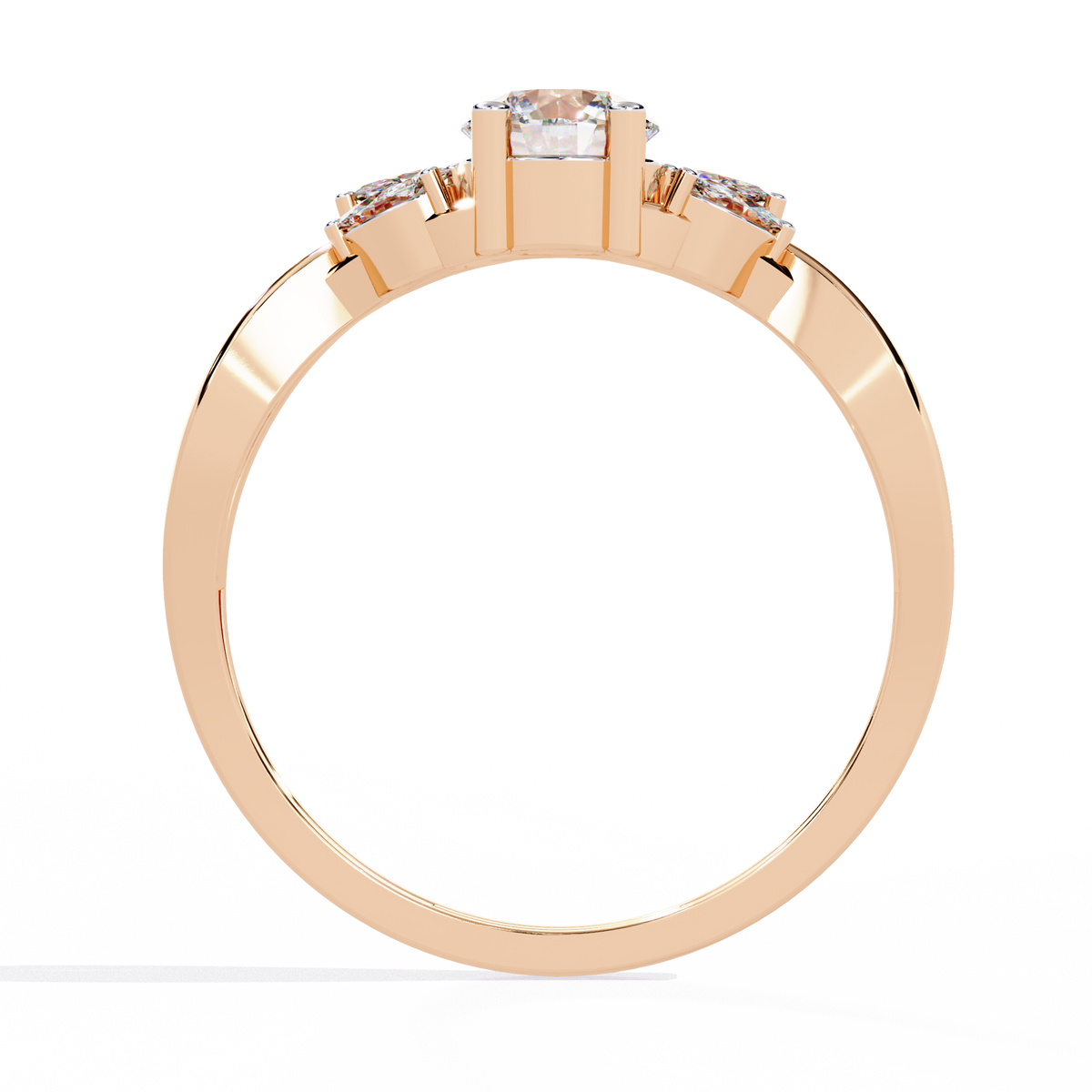 Reverra 14K Round & Marquise Diamond Twist Ring, CTTW-0.58