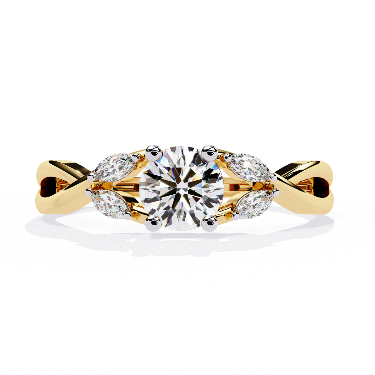 Reverra 14K Round & Marquise Diamond Twist Ring, CTTW-0.58
