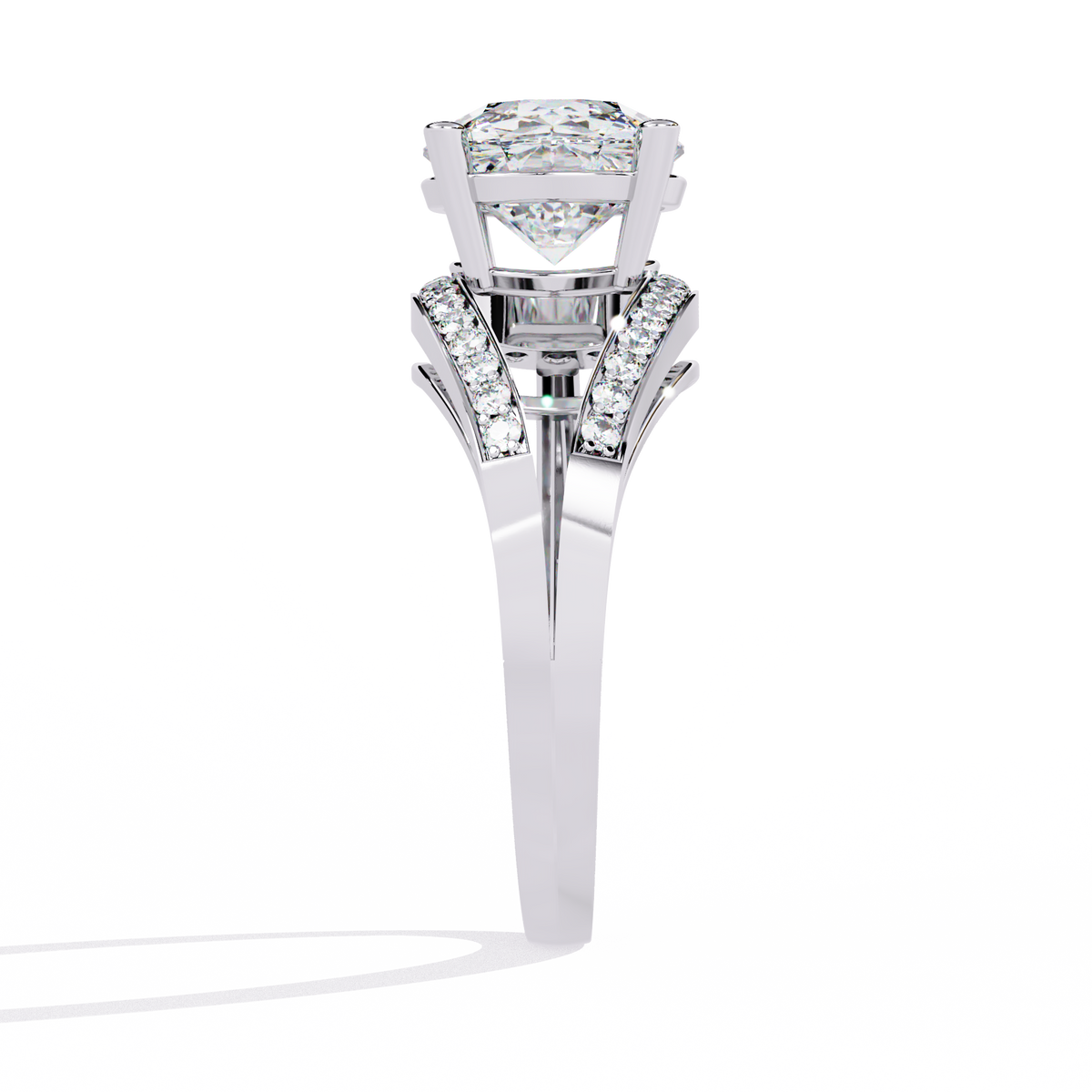 Reverra 14K Round Diamond Split Shank Ring, CTTW-2.96