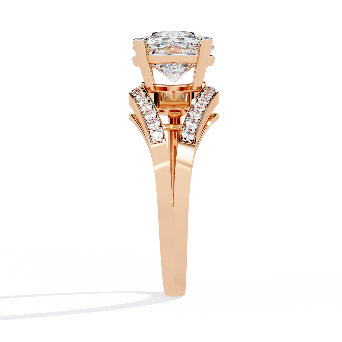 Reverra 14K Round Diamond Split Shank Ring, CTTW-2.96