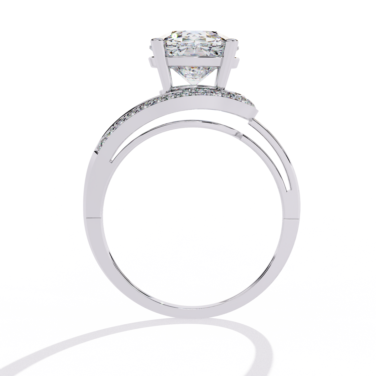 Reverra 14K Round Diamond Split Shank Ring, CTTW-2.96