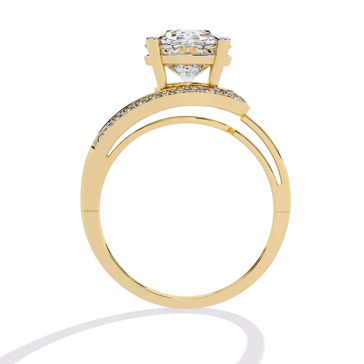 Reverra 14K Round Diamond Split Shank Ring, CTTW-2.96