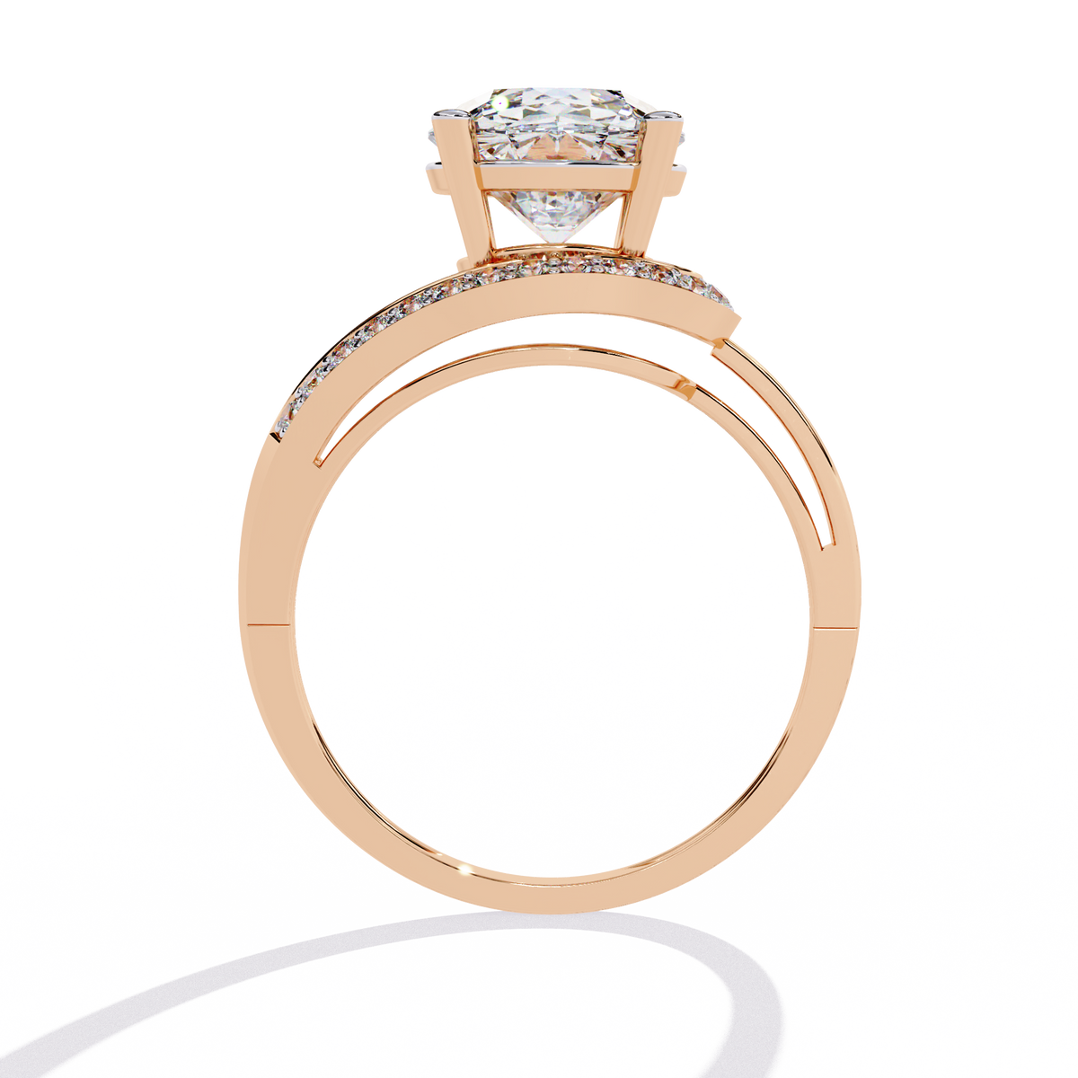 Reverra 14K Round Diamond Split Shank Ring, CTTW-2.96