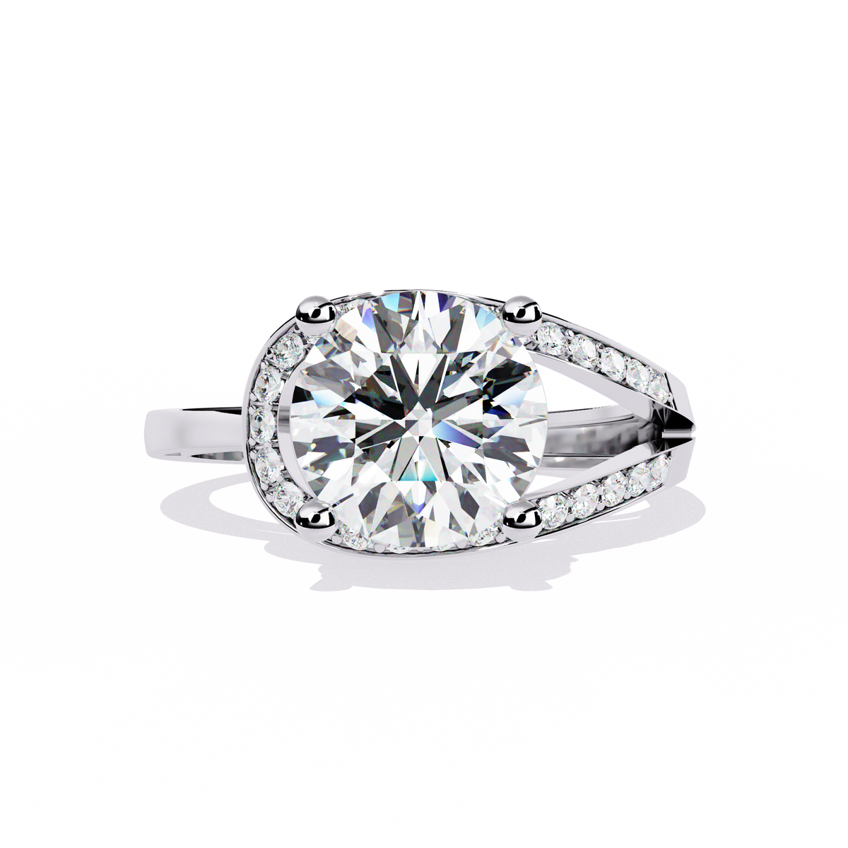 Reverra 14K Round Diamond Split Shank Ring, CTTW-2.96