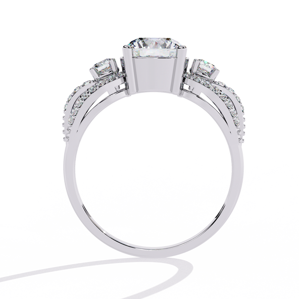 Reverra 14K Gold Round Lab Grown Diamond Sparkling Side Engagement Ring for Women, CTTW-1.64