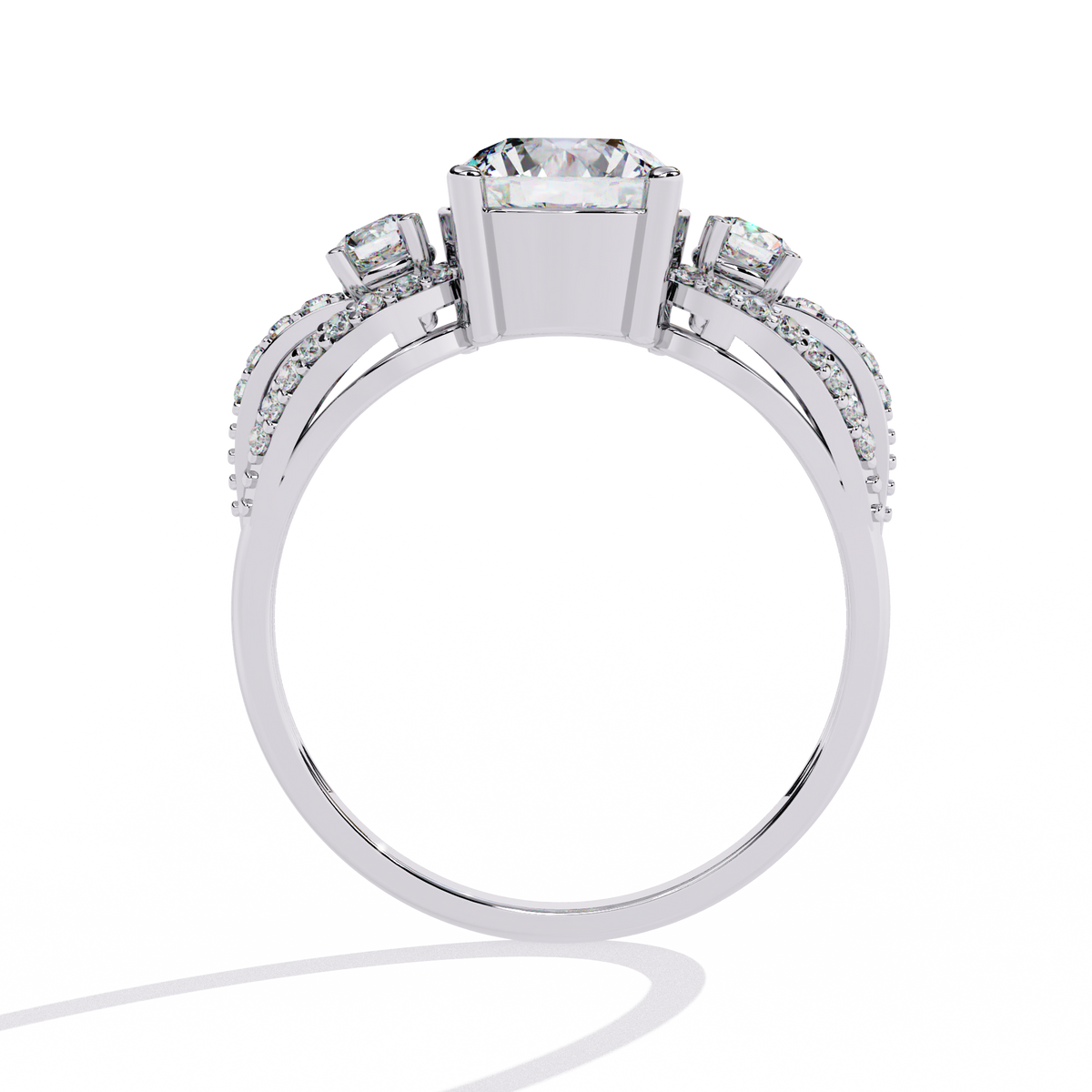 Reverra 14K Round Diamond Three Stone Engagement Ring, CTTW-1.64